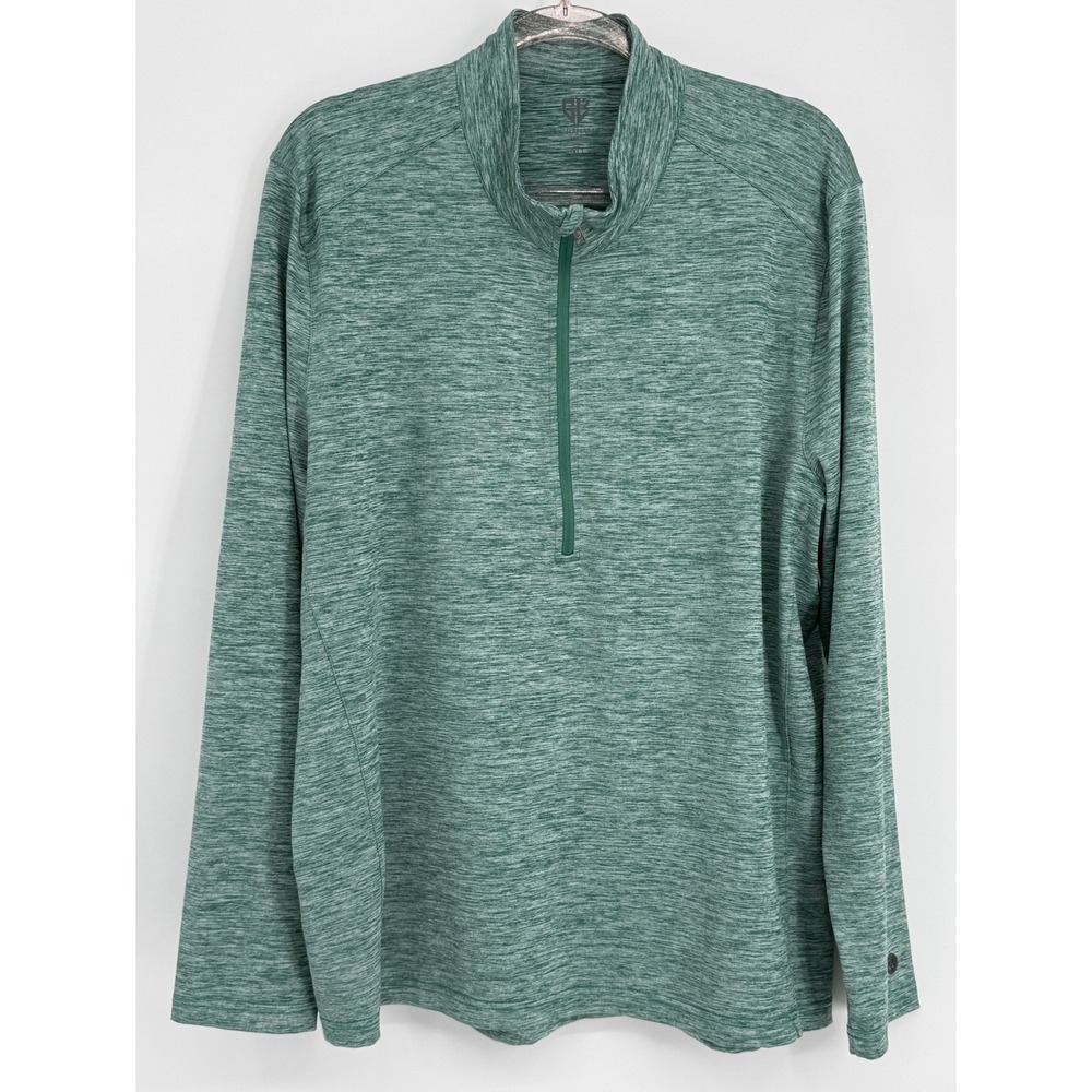 Graham Luxe Mens Green‎ Space Dye Quarter Zip Pullover Performance Shirt Sz XL